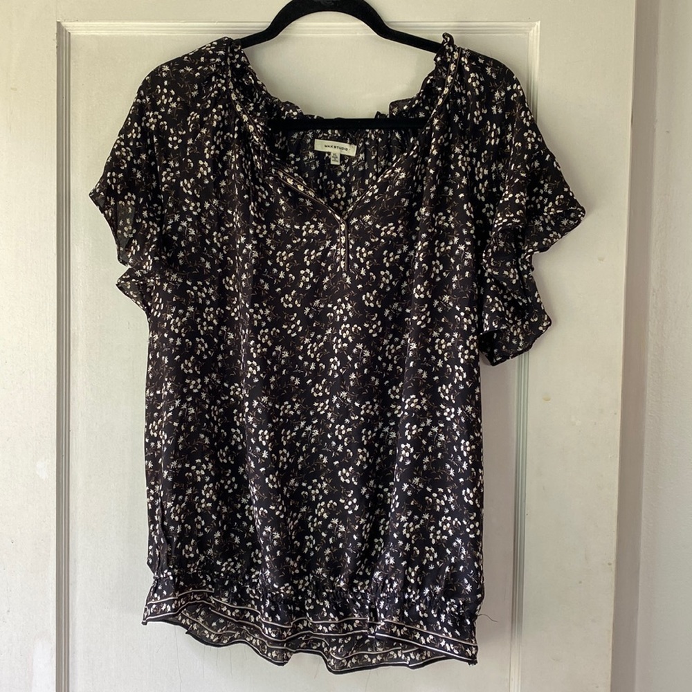 Floral Print Shirt Sleeve Blouse
